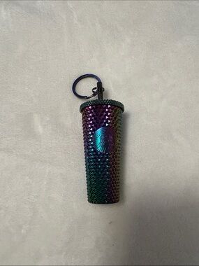Starbucks Iridescent Studded Tumbler Keychain - Purple & Green